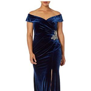 Alex Evenings Imperial Blue Velvet Gown